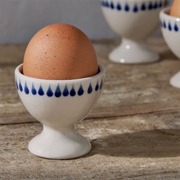 Indigo Drop Set of 2 Egg Cups, Cream & Blue