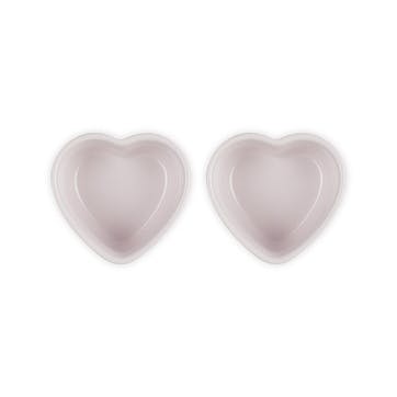 Heart Set of 2 Ramekins, Shell Pink