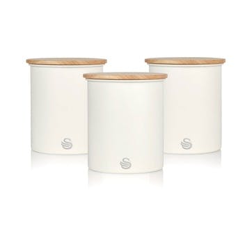 Nordic Set of 3 Storage Canisters, Cream