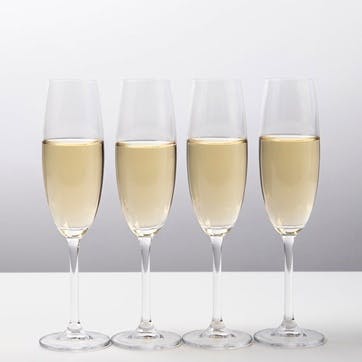 Julie Set of 4 Flute Glasses 240ml, Clear