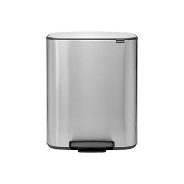 Bo Pedal Bin, 2 x 30 litre, Matt Steel