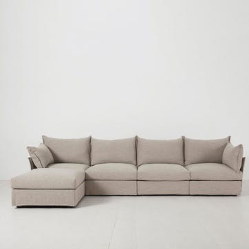 Model 06 Linen 4 Seater Sofa With Chaise, Pumice