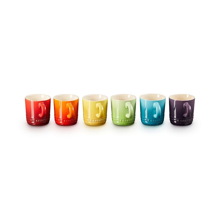 Rainbow Set of 6 Espresso Mugs 100ml