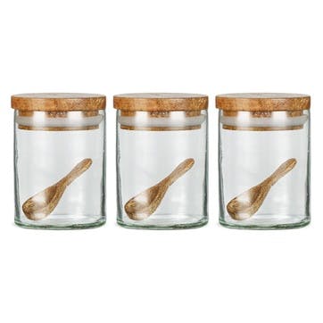 Izaan Set of 3 Spice Jars 190ml, Clear