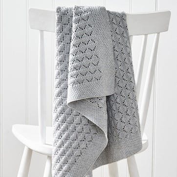 Heirloom Grey Blanket, 75 x 100cm, Grey