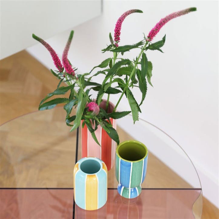 Ligne Set Of 3 Ceramic Vases, Multi