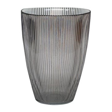Ribbed Tall Vase     H24.5cm, Grey