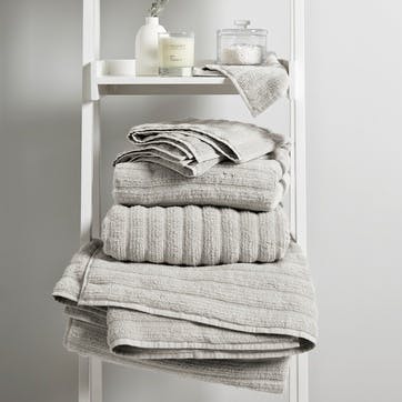 Hydrocotton Ribbed Towel, Super Jumbo, Pearl Grey