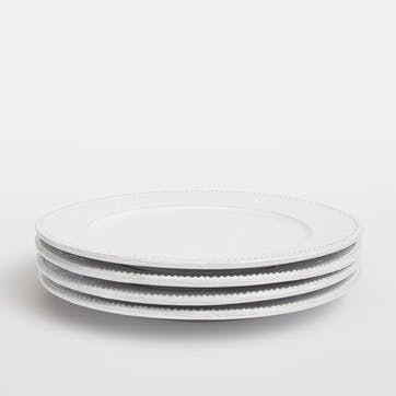 Hillcrest Set of 4 Dinner Plates D28cm, White