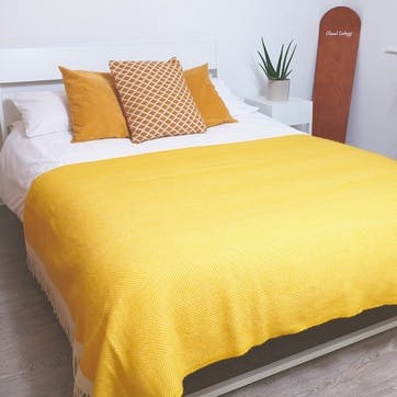 Herringbone Blanket, 130 x 250cm, Yellow/Cream