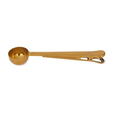 Brompton Coffee Scoop with Clip, Brass Finish
