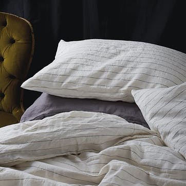 Luna Stripe Linen Pair of Pillowcases, Standard