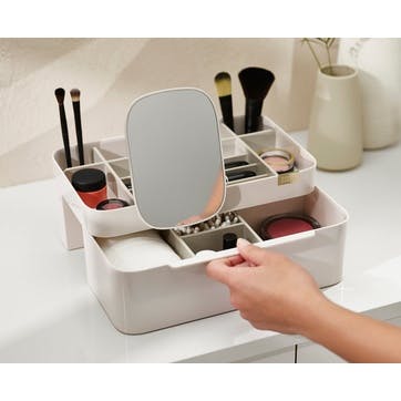 Viva Large cosmetic organiser with removable mirror, Shell