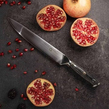 Q30 Series Damascus Steel Carving Knife 20cm, Black
