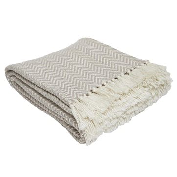Herringbone Blanket, 2.3 x 1.3m, Chinchilla