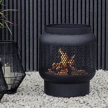 Outdoor Buttermere Tall Basket Fire Pit W45cm, Black