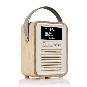 Retro Mini DAB Radio, Oak