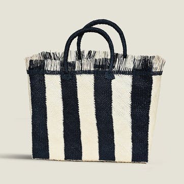 Nariño Woven Tote D15cm, Blue & Natural