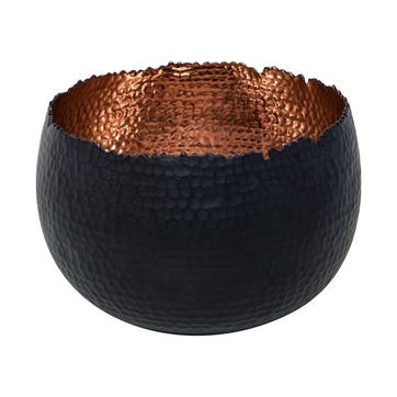 Hammered, Bowl Planter, 30cm, Black/Copper