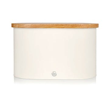 Nordic Oval Bread Bin w/Cutting Board Lid, Cream