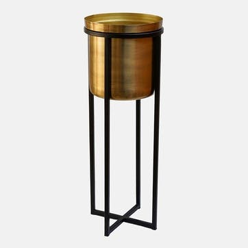 Calla Planter Stand H58 x D22cm, Black/Antique Gold