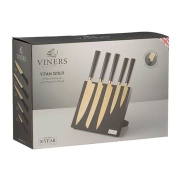 Titan 6 Piece Knife Block , Gold