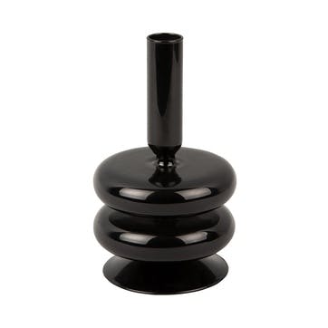 Sparkle Double Ring Candle Holder H17cm, Black
