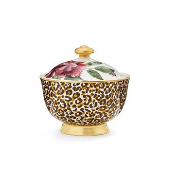 Covered Sugar Bowl, Leopard/Floral