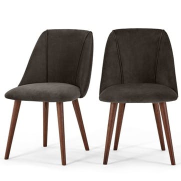 Lule Set of 2 Dining Chairs; Otter Grey Velvet
