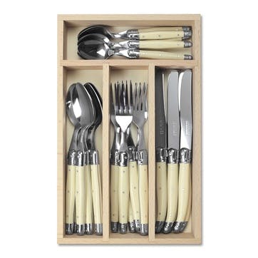 24 Piece Cutlery Set in Tray , Ivory