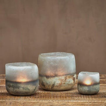 Ngolo Tealight Holder D16cm, Aged Smoke