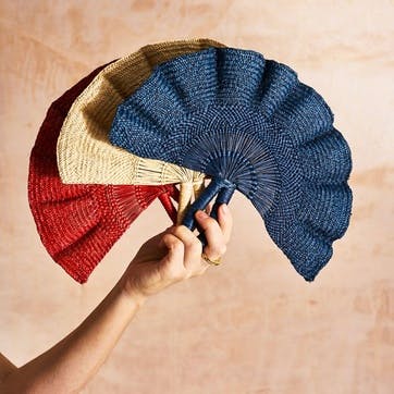 Classic Classic Handwoven Colorful Fan 24cm, Red
