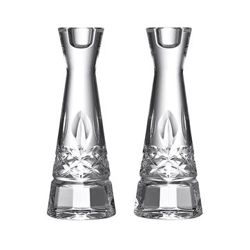 Lismore Set of 2 Round Candlesticks D7.5 x H20.5cm, Clear