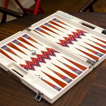 Zig Zag Backgammon Board L45 x W38cm, White