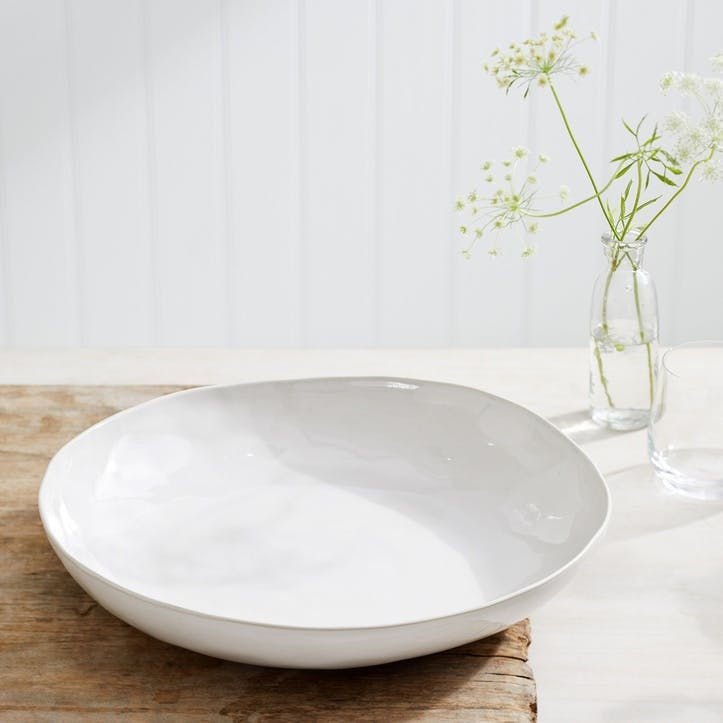 Portobello Low Serving Bowl, White