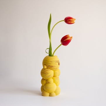 Bud Vase Molecule H18.5cm, Yellow Marble