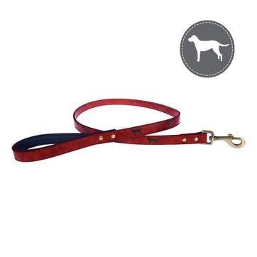 Faux Leather Dog Lead, Red, Medium