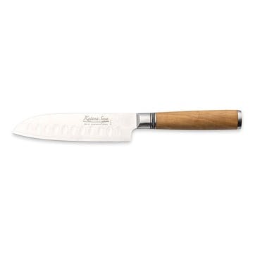 Katana Saya Olive Wood Santoku Knife 12cm Damascus Blade,