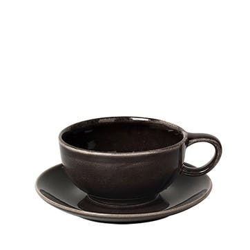 Nordic Coal Tea Cup & Saucer 250ml, Black