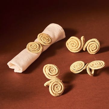 Sandra Set of 4 Napkin Rings, Natural