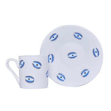 Espresso cup and saucer, 80ml, Casacarta, Eye, White and Blue