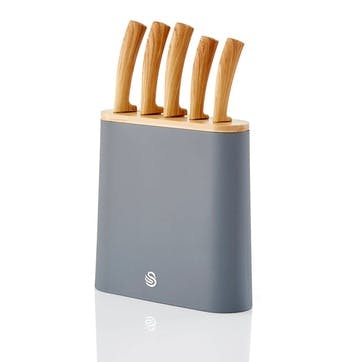 Nordic 5 Piece Knife Block, Grey