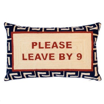 Please Leave By 9 Cushion 30cm x 50cm, White/Red