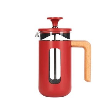 Pisa Stainless Steel Cafetière 3 Cup, Red
