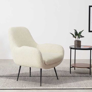 Moby Accent Chair, H87 x W73 x D76cm, Faux Sheepskin
