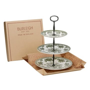 Asiatic Pheasant 3 Tier Cake Stand, H35 x W26.5 x D26.5cm, Green