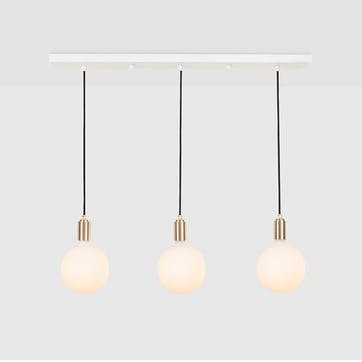 Linear Triple Pendant with 3 Sphere IV LED Bulbs EU, Brass