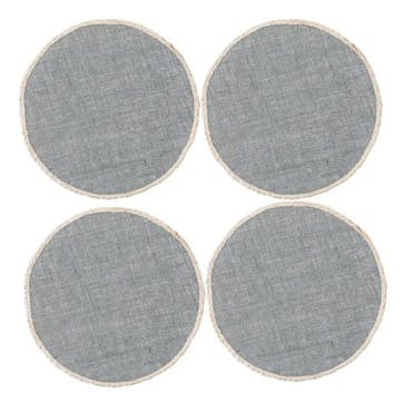Jute Set of 4 Round Placemats D34cm, Grey