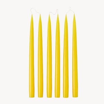 Set of 6 Tapered Dinner Candles H35cm, Lemon