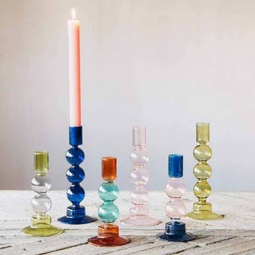 Bubble Candleholder H16.5cm, Turquoise and Red